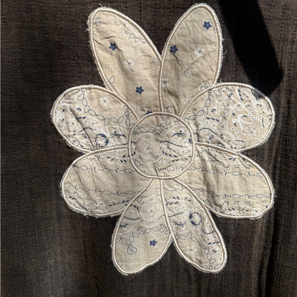 POL MoonShadow Oversized Brown Floral Patchwork Duster Jacket Studded Size Small - Picture 10 of 13